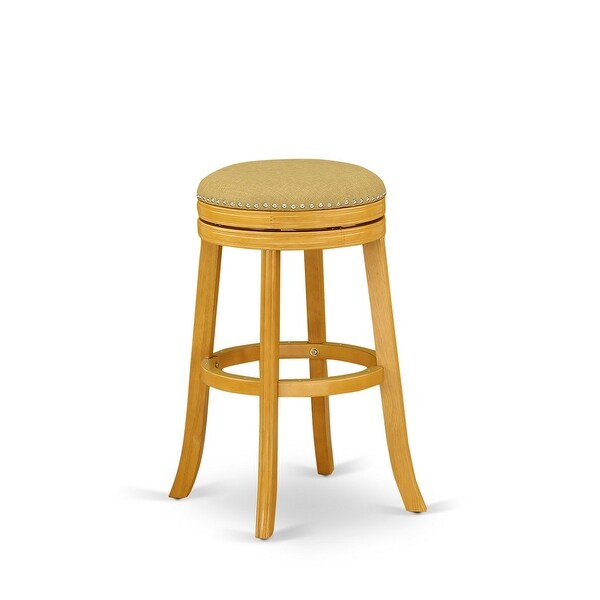 East West Furniture Devers Swivel Backless Barstool of 30'' Seat Height with Pu Leather Roast (Color Options Available)