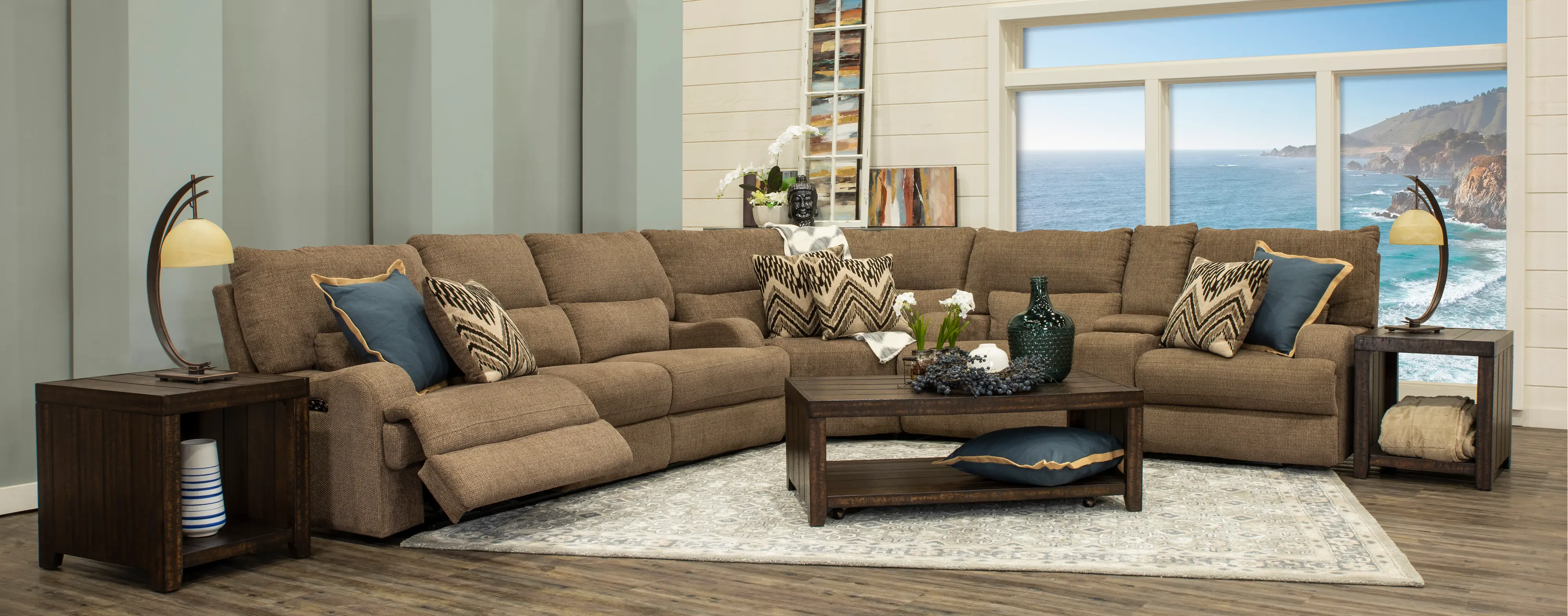 Brindle Brown 3 Piece Power Reclining Sectional