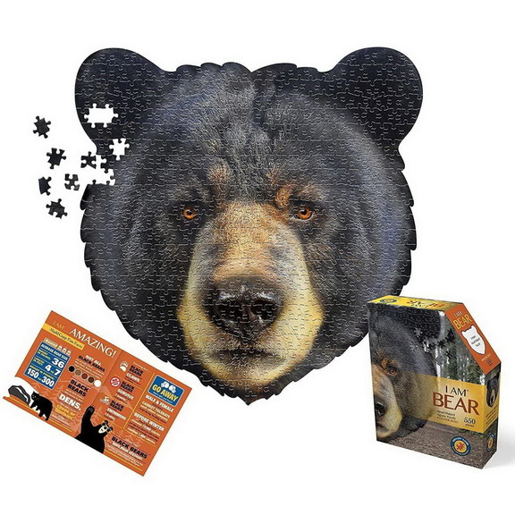 I AM Bear 550 Piece Animal Head Shaped Jigsaw Puzz...