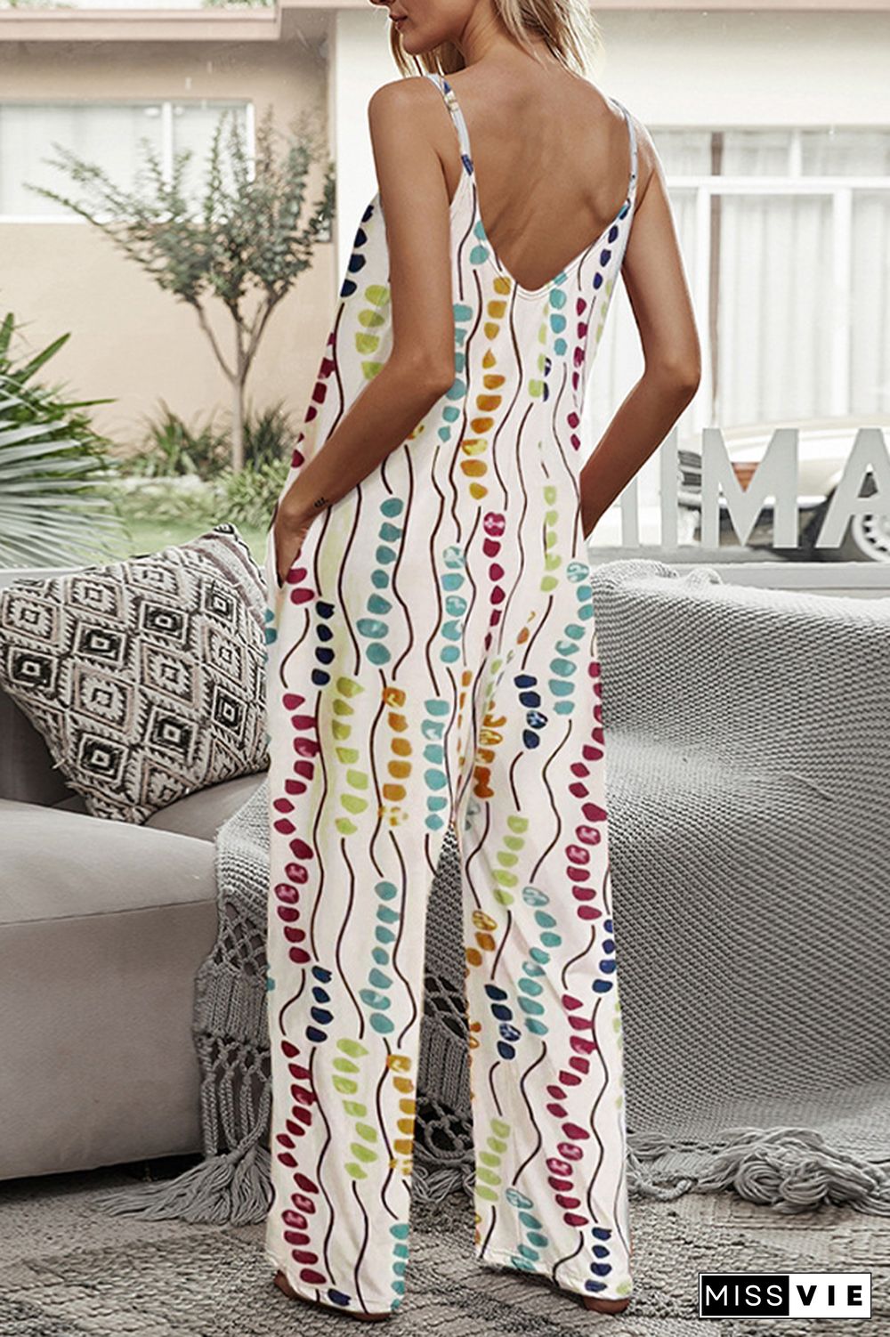 Print Long Pants Loose Jumpsuit Wholesale