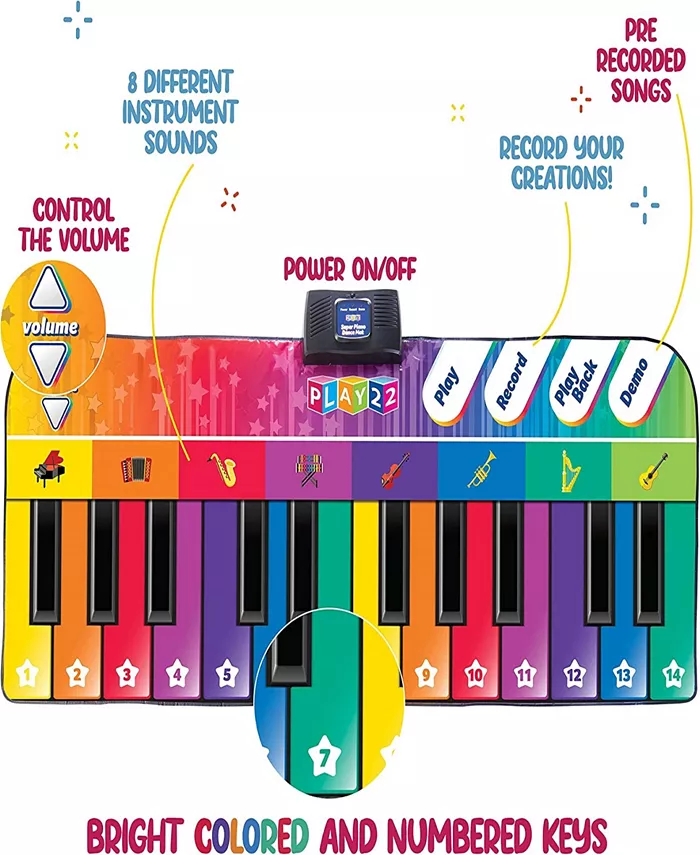 Play22 Colorful Keyboard Playmat 71 - 24 Keys Piano Play Mat