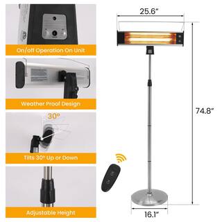 Patio Premier 120-Watt Adjustable Height Standing Electric Patio Heater with Remote 141010