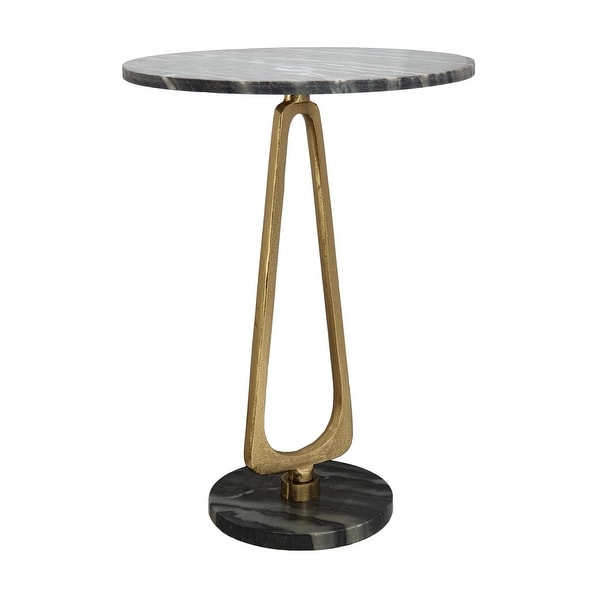 AandB Home Cintra Marble and Aluminum Accent Table - Black/Gold