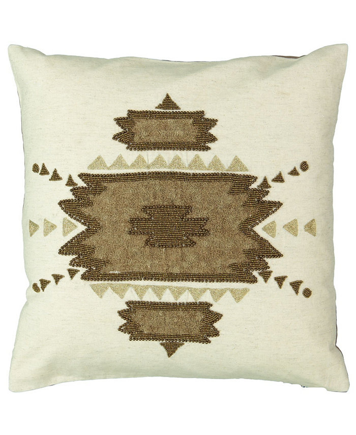 Mod Lifestyles Gold Collection Egypt Pyramid Beads Embroidery Pillow， 20