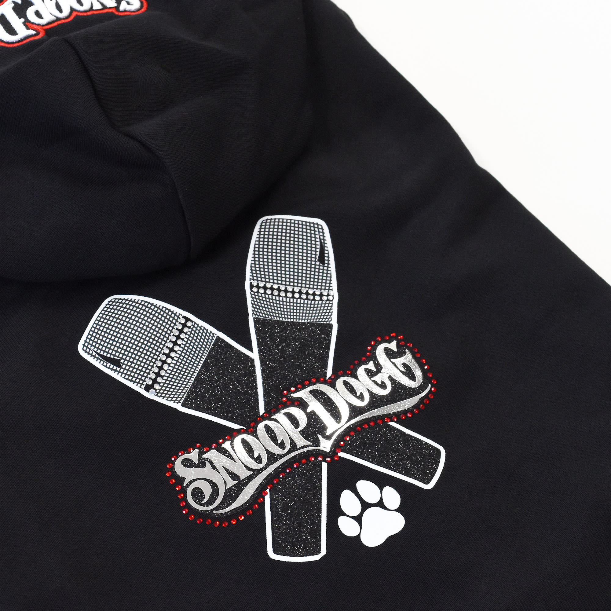 Snoop Doggie Doggs Black Mic Drop Deluxe Pet Hoodie， X-Small