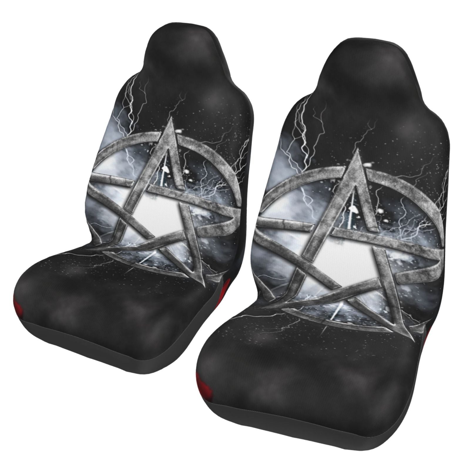 TEQUAN Front Seat Covers， Gothic Fantasy Pentagram Petals Pattern 2 Piece Car Seat Cover Fit Most Car SUV Truck Van