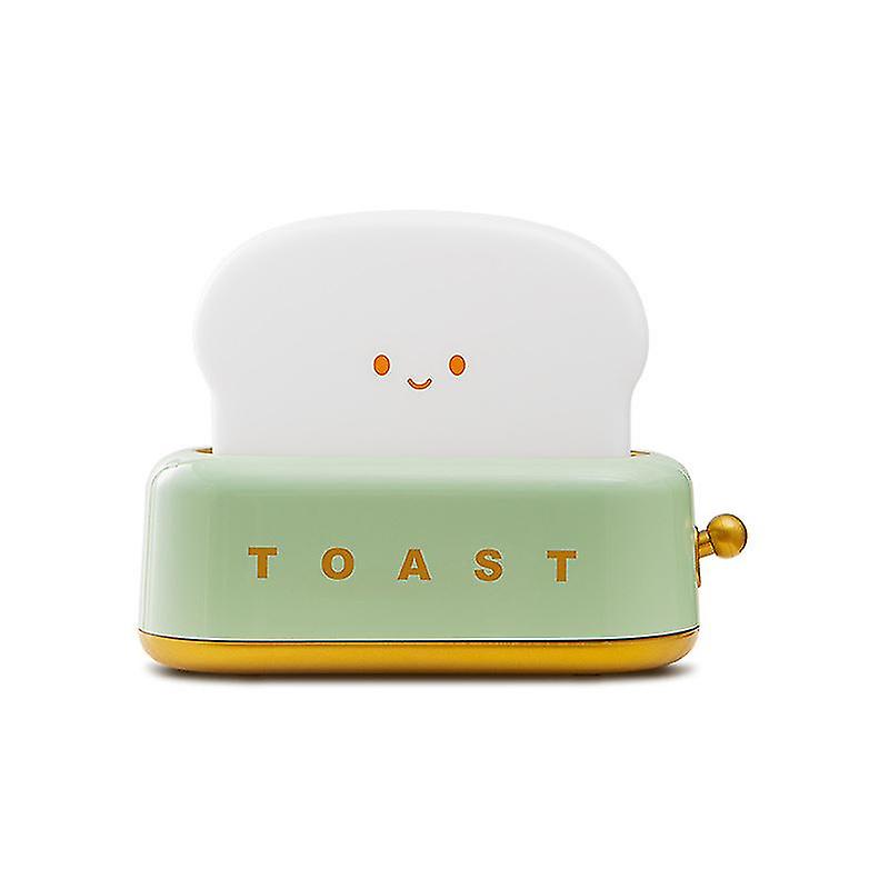 1pcs Creative Toast Night Light， Led Bread Maker Night Light， Usb Charging， Dimming Bedroom Bedside Sleep Light Green