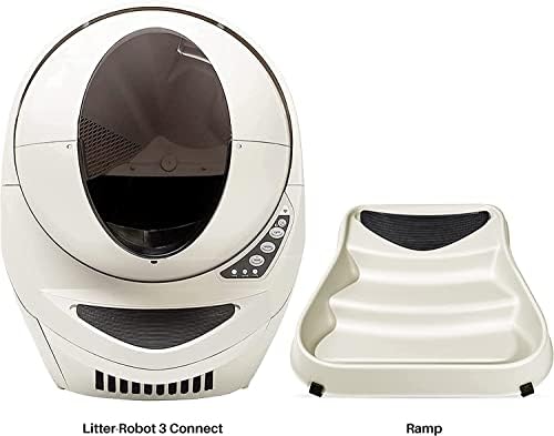 Litter-Robot 3 Connect and Ramp By - Automatic， Self-Cleaning Cat Litter Box， Wifi Enabled， Works With Any Clumping Litter， Designed and Assembled In USA (Beige)， 1-Year care Warranty