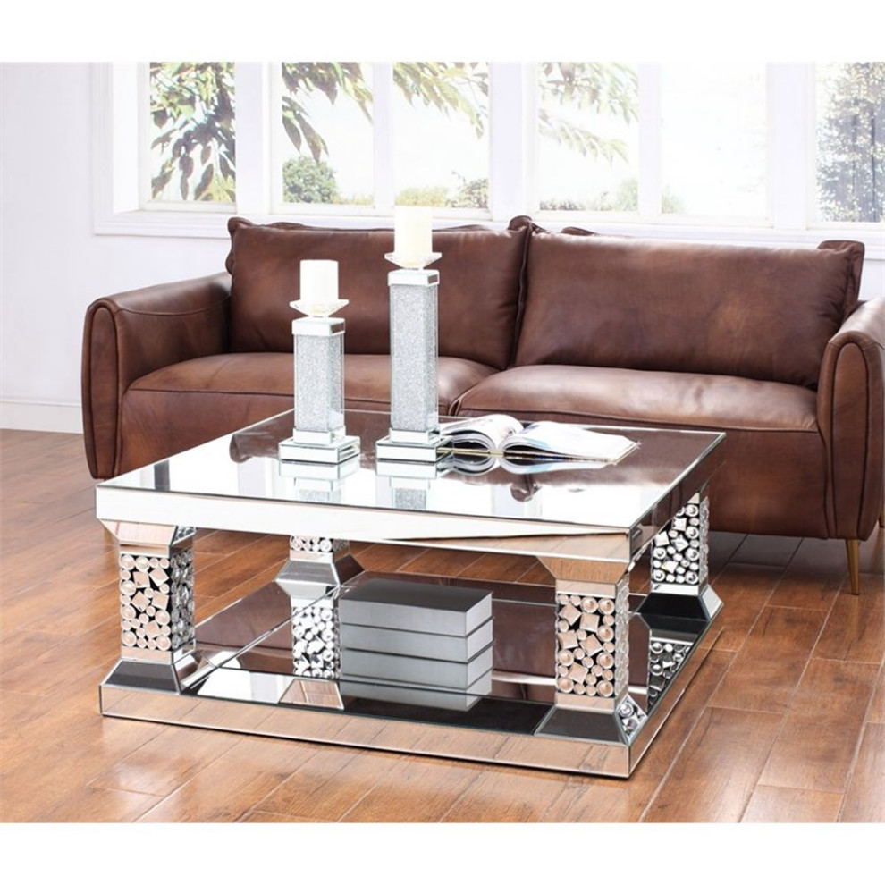 Acme Kachina Coffee Table in Mirrored and Faux Gem   Contemporary   Coffee Tables   by Homesquare  Houzz