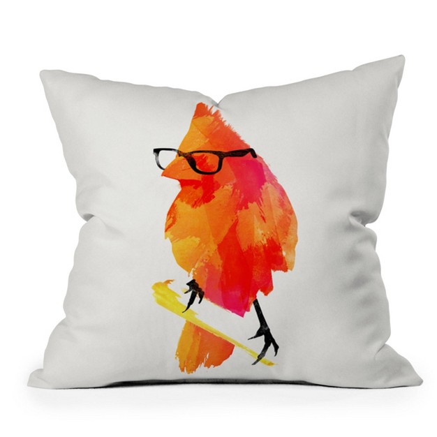 Robert Farkas Punk Bird Square Throw Pillow Orange Deny Designs