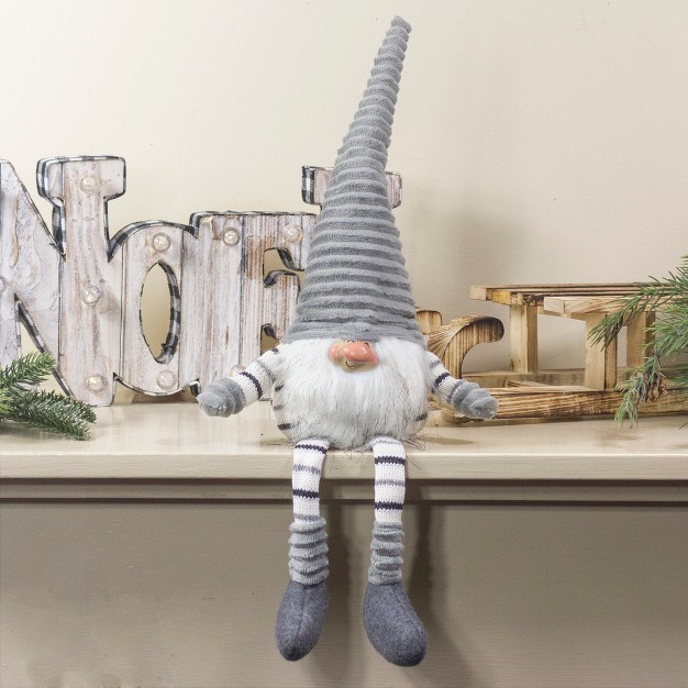 Gray White And Black Sitting Gnome Christmas Decoration