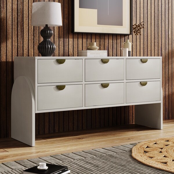 Retro Style 3-Drawer Dresser Ample Storage Spaces， Half-Round Table Leg Design， for Living Room， Children's Room， Adult Room - - 37828136