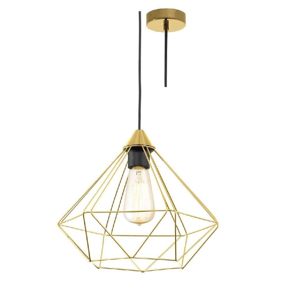 Eglo 43679 Tarbes Brushed Brass Wire Cage Shade Vintage Pendant 325mm