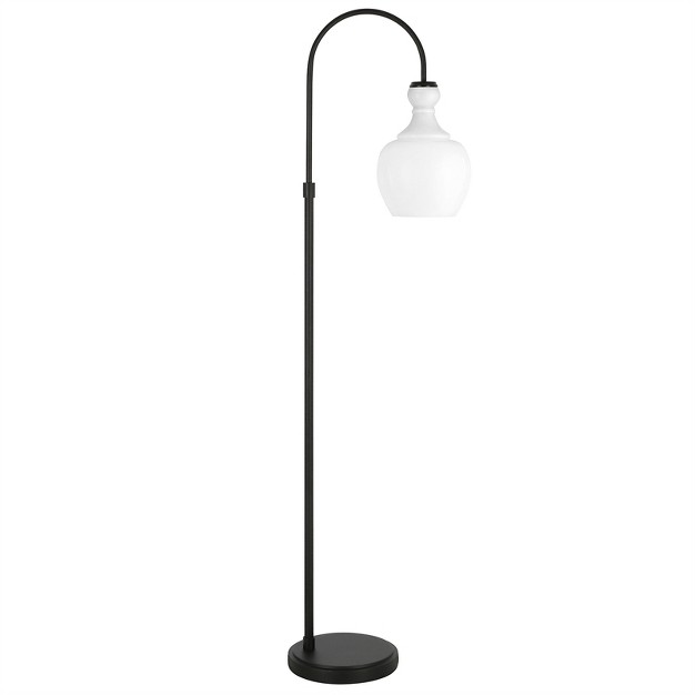 Black Bronze Arc Floor Lamp With White Milk Glass Shade Henn amp hart