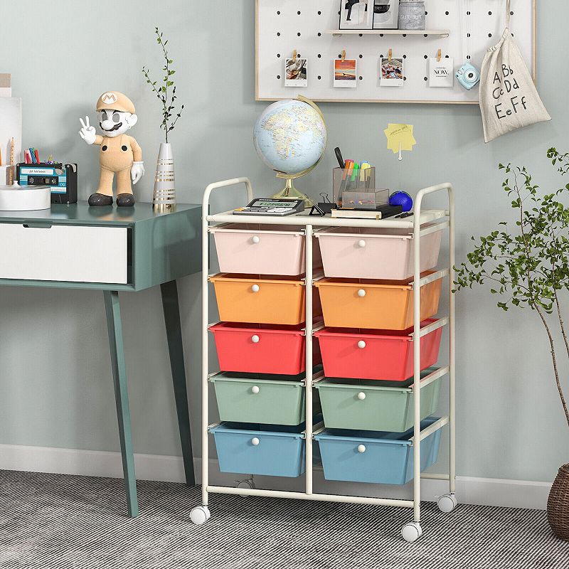 10-drawer Rolling Storage Cart