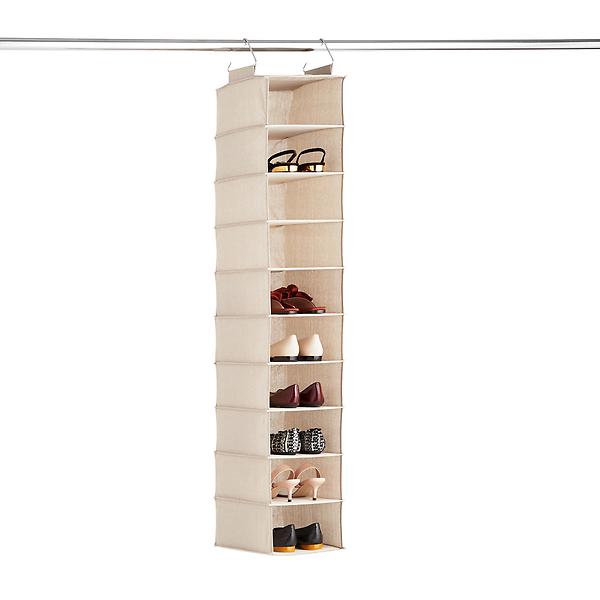 Taupe 10Compartment Hanging Shoe Organizer