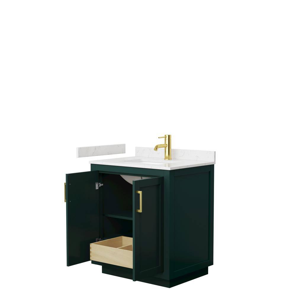 Wyndham Collection Miranda 30 in. W x 22 in. D x 33.75 in. H Single Bath Vanity in Green with Carrara Cultured Marble Top WCF292930SGDC2UNSMXX