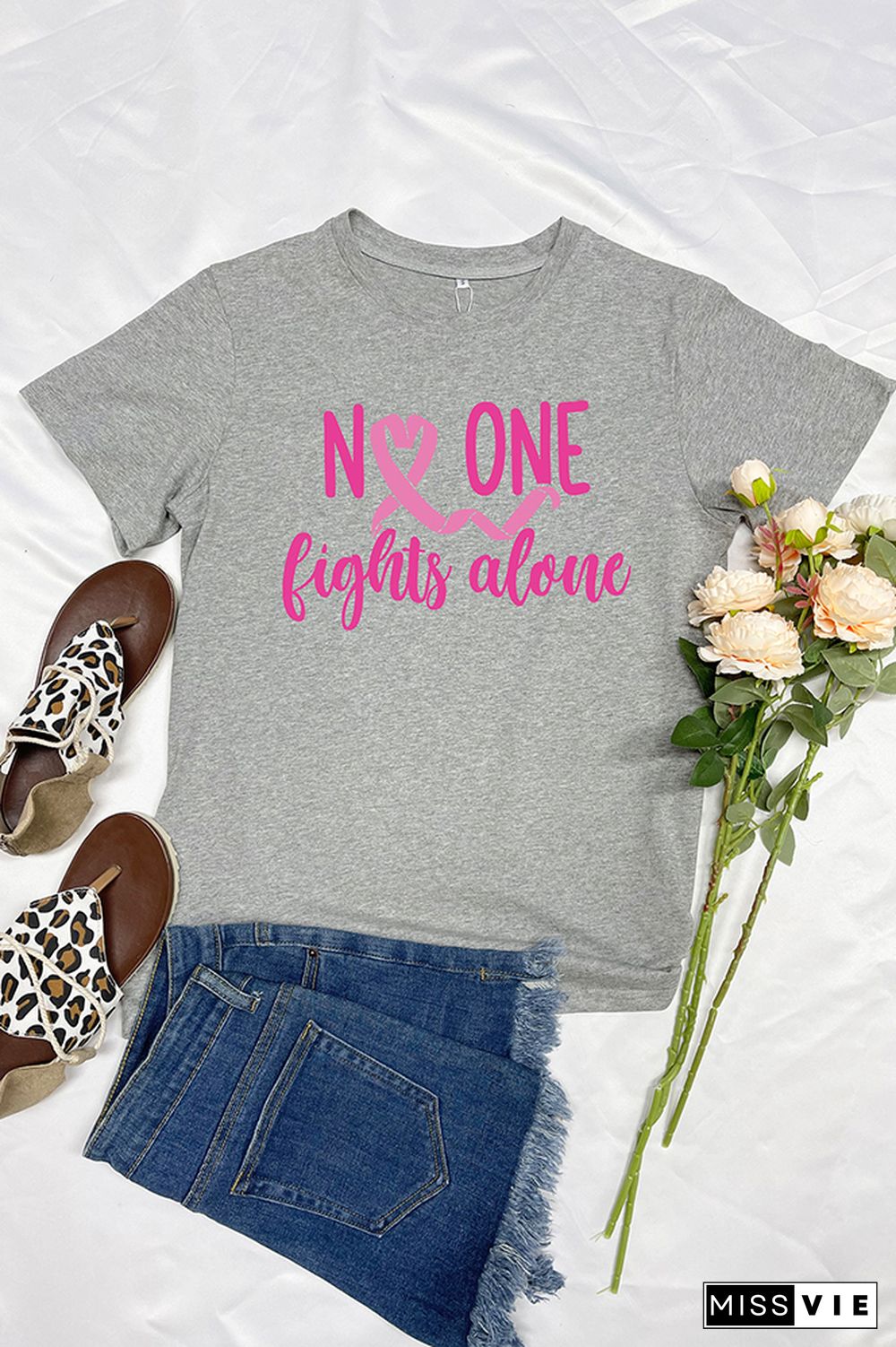 No One Fights Alone Graphic Tee Wholesale