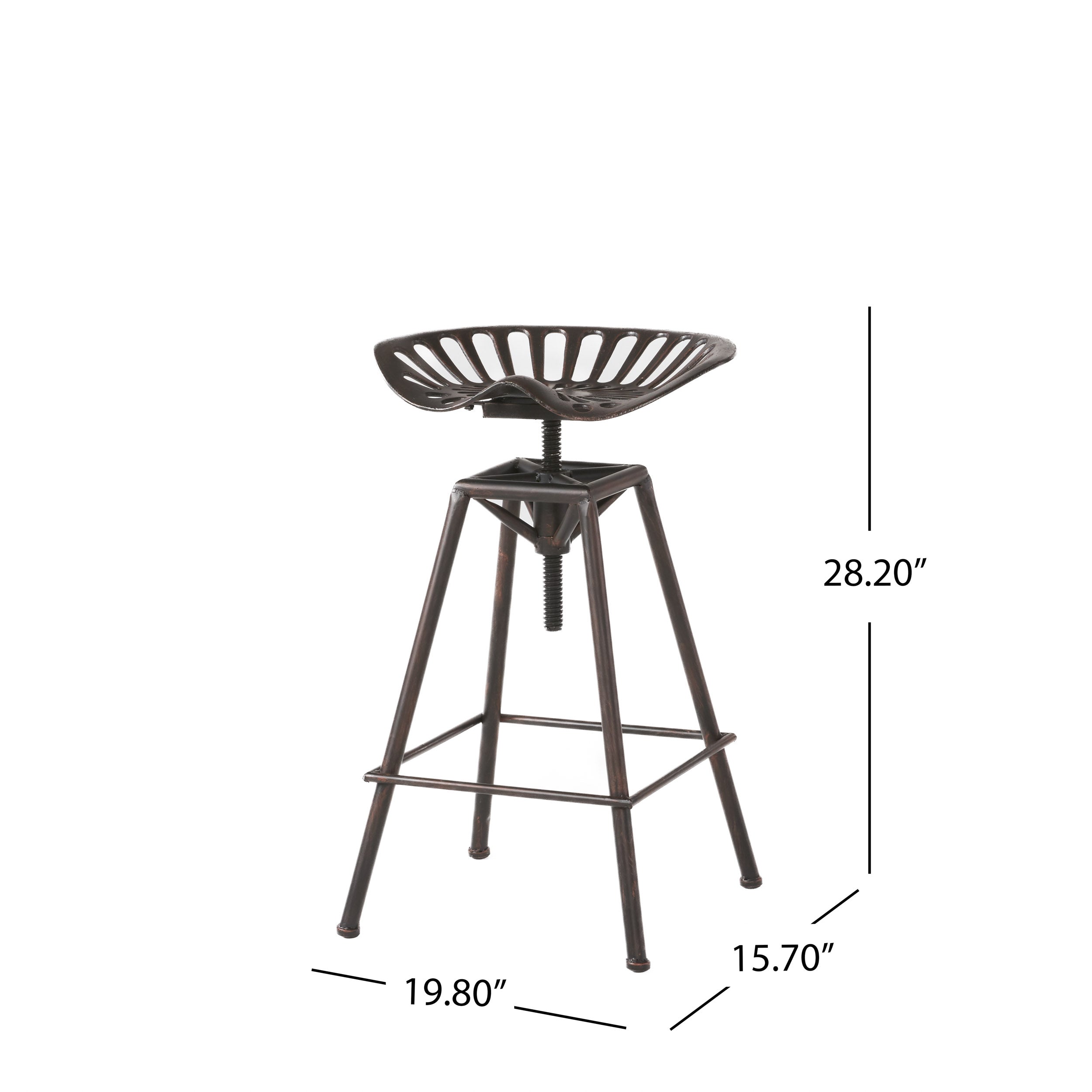 Charlie Industrial Metal Design Tractor Seat Adjustable Bar Stool (Black Brushed Copper)