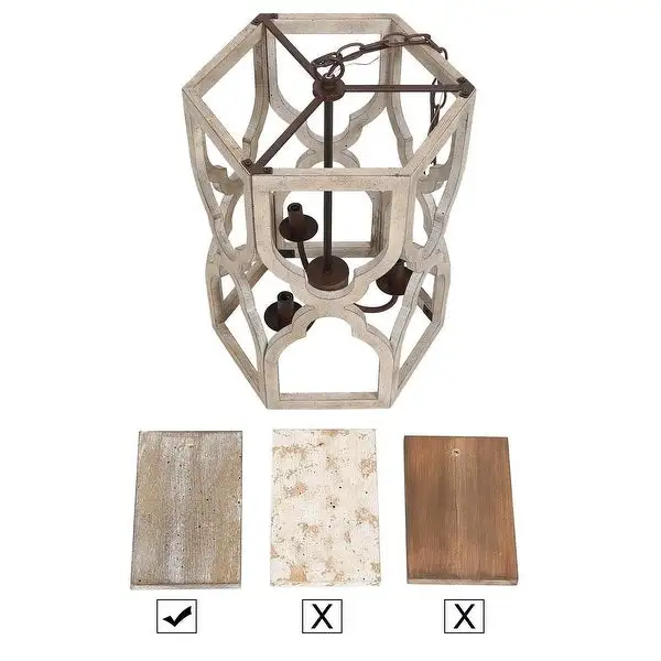 Modern Farmhouse 3-Light Wood Chandelier French Country Cylinder Island Light for Dining Room - D 14