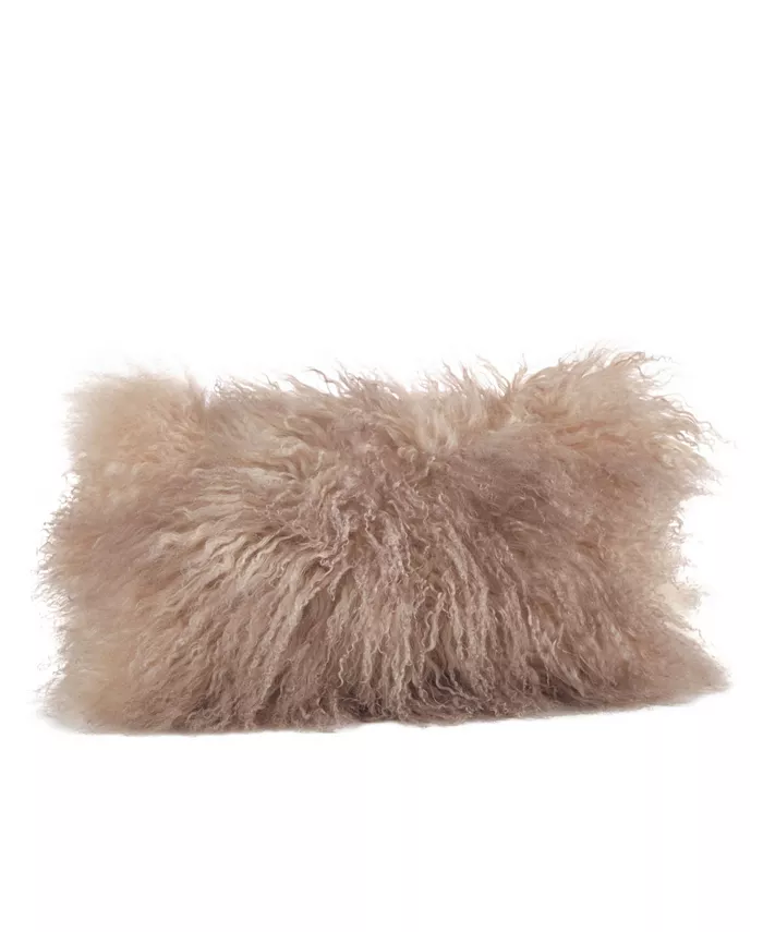 Saro Lifestyle Mongolian Wool Lamb Fur Decorative Pillow， 12