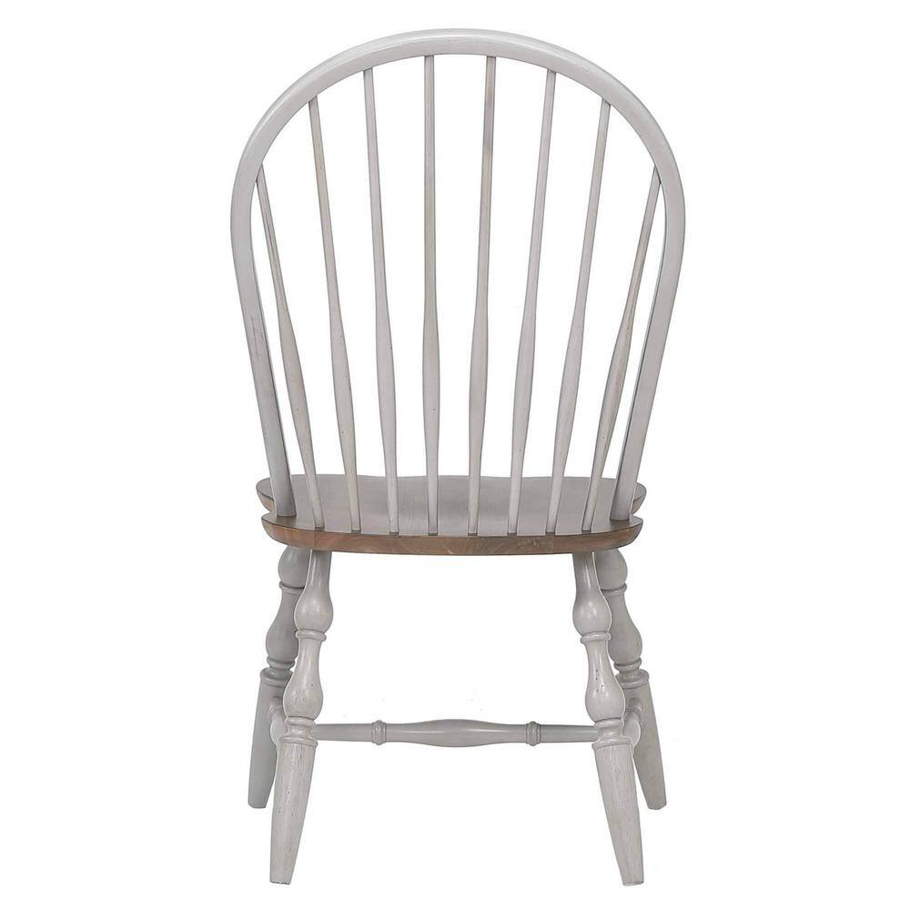 AndMakers Distressed Light Gray and Nutmeg Brown Side Chair (Set of 2) BH-CG-C30-GO-2