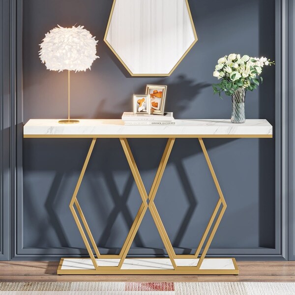 Gold Console Table， Modern Sofa Table for Entryway Living Room