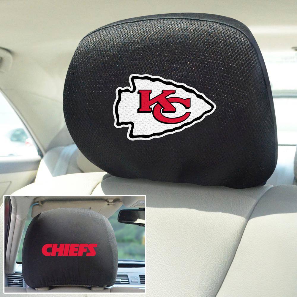 FANMATS NFL 13 in. x 10 in. Universal Size Kansas City Chiefs Embroidered Head Rest Cover Set in Black (2-Piece) 21373