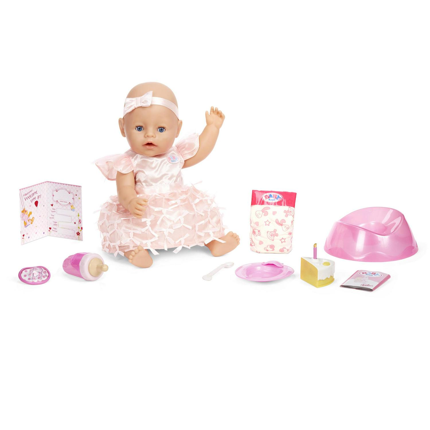 Baby Born Interactive Baby Doll Party Theme Blue Eyes 9 Ways to Nurture (Eats Drinks Cries Sleeps Bathes and Wets) Toys for Toddlers and Preschool Girls and Boys 2 3 4+  Crowdfused