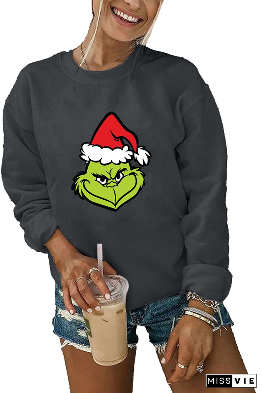 Christmas Grinch Face Sweatshirt Wholesale