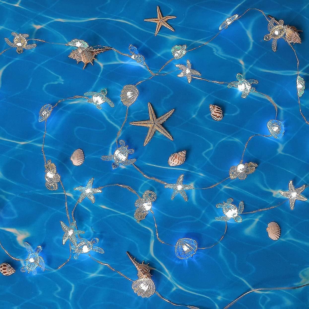 Beach Decorative String Lights， Under The Sea Sand Dollars Seahorse Nautical Theme Lights For Christ