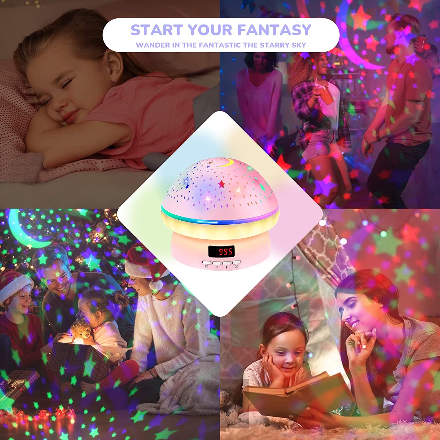 Toys for 3-8 Year Old Girls，Timer Rotation Star Night Light