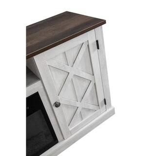 FESTIVO 54 in. Saw Cut-Off White TV Stand for TVs up to 60 in. with Electric Fireplace FFP20266