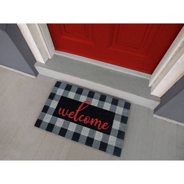 X 2 x27 4 quot Buffalo Plaid Welcome Indoor outdoor Coir Doormat Red black gray Entryways