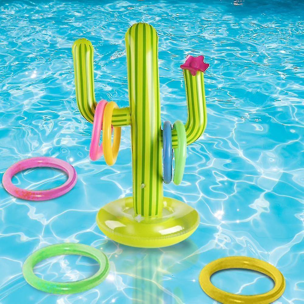 Outdoor Swimming Pool Inflatable Cactus Ring Toss Game Set Floating Pool Toys