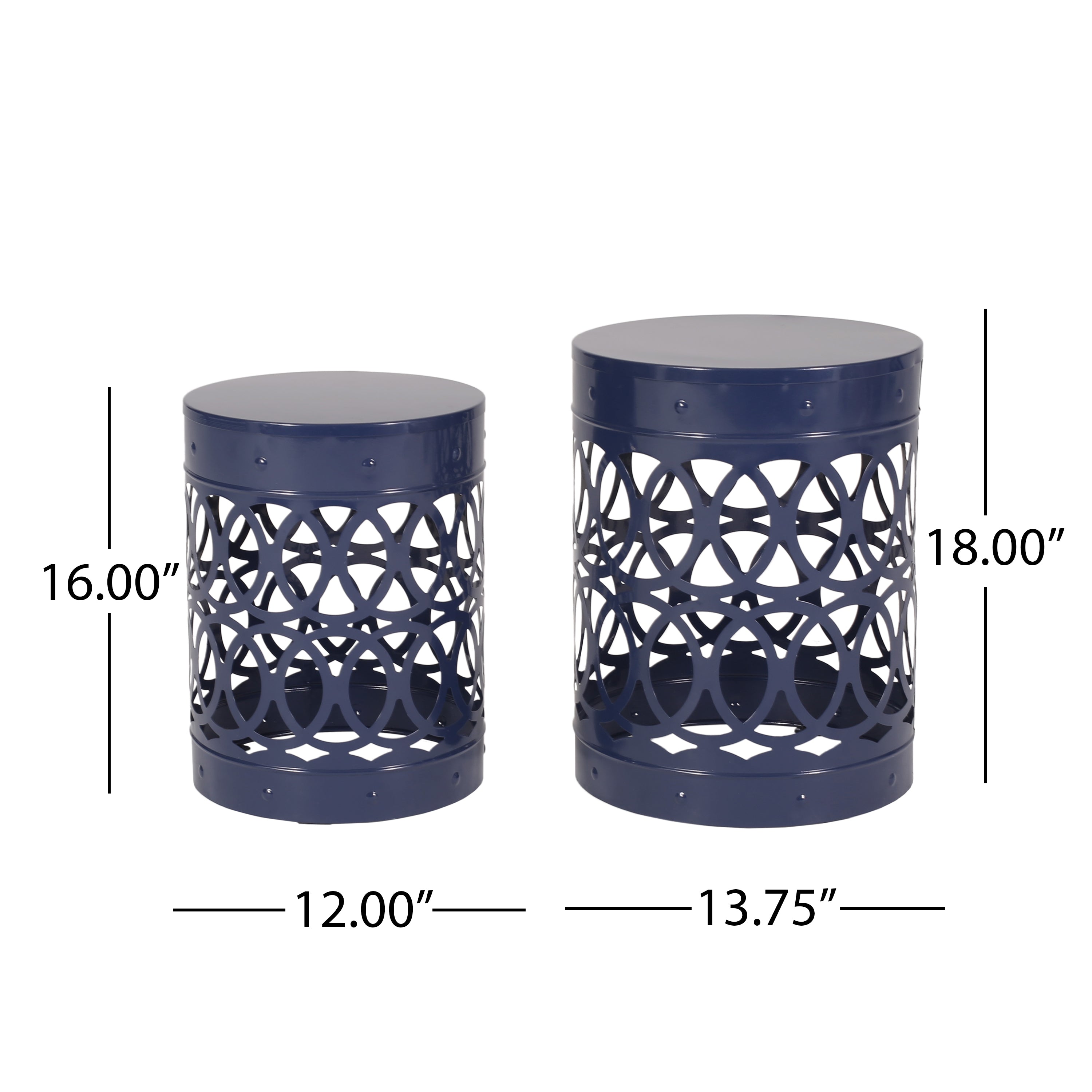 Pellerin Outdoor Metal Side Tables, Set of 2