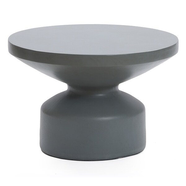 Grey MgO Round Coffee Table，Indoors and Outdoors