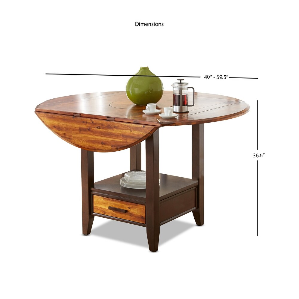 Copper Grove Jeanette 42 inch Round Counter Height Drop Leaf Table   Brown