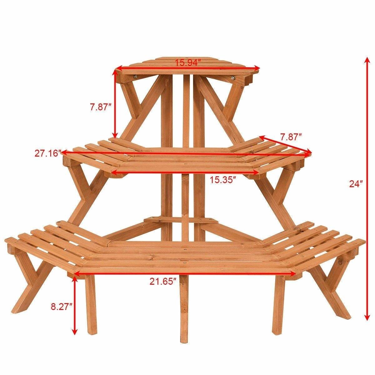 3 Tiers Wooden Corner Ladder Flower Plant Stand Display Shelf