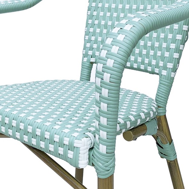 2pk Cecil Outdoor French Bistro Chairs Light Teal white Christopher Knight Home