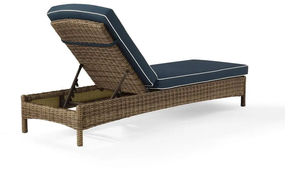 Bradenton Navy and Wicker Patio Chaise Lounge