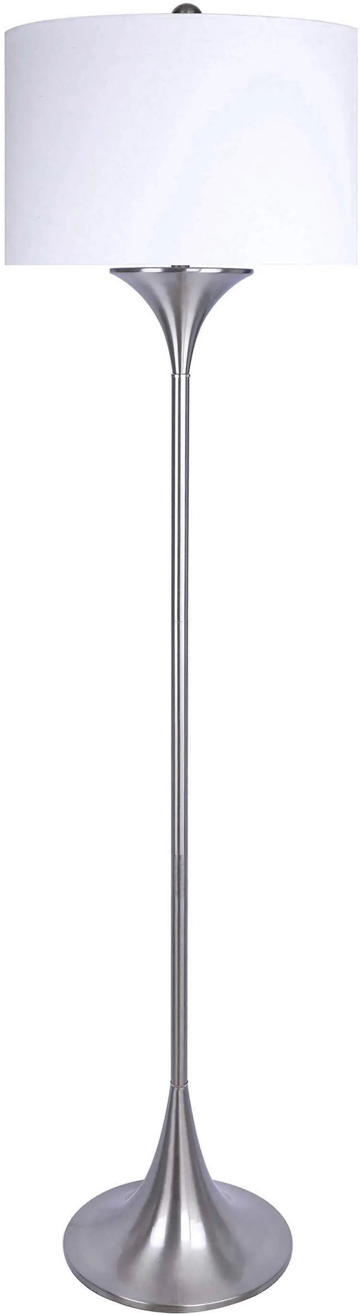 Lenuxe White and Brushed Nickel Steel Floor Lamp