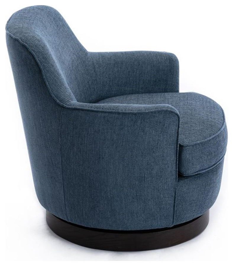 Bowery Hill Transitional Wood Base Swivel Chair in Cadet Blue   Contemporary   Armchairs And Accent Chairs   by Homesquare  Houzz