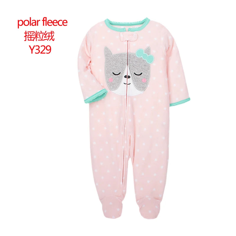 Docinmom 2023 Baby Warm Clothes Fleece Romper Cartoon Fox Unicorn Dinosaur Sleepwear New Born Bebe Clothing Jumpsuit Coverall