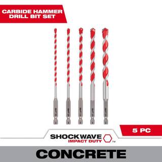 MW SHOCKWAVE Carbide Hammer Drill Bits Set (5-Pack) 48-20-9051