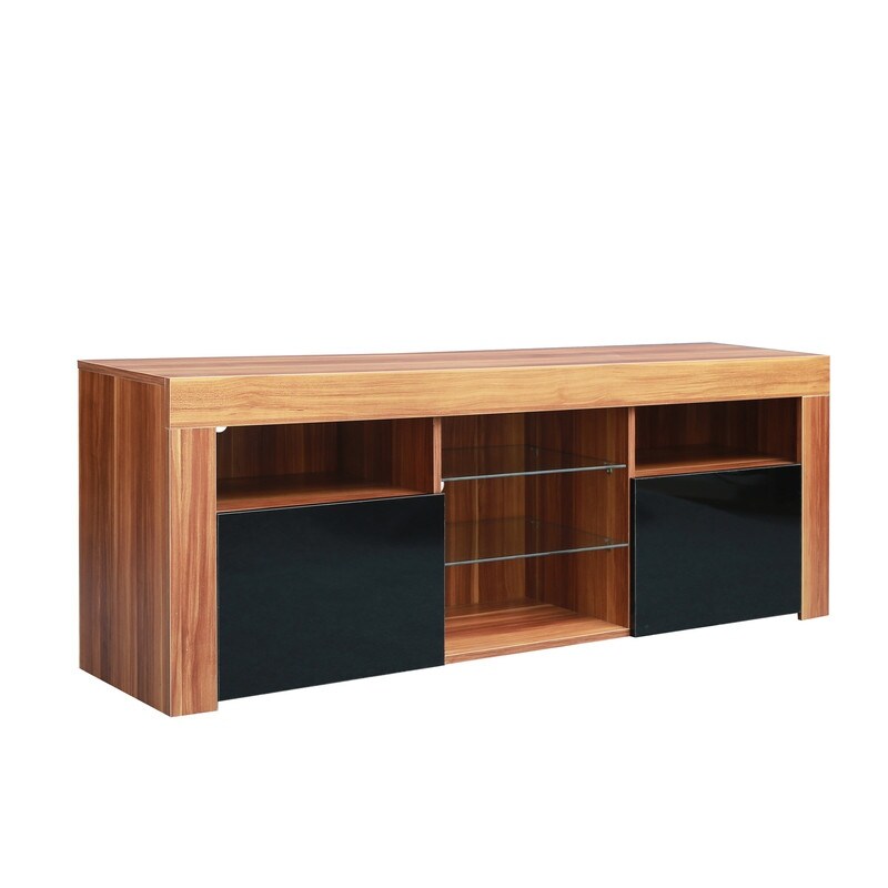 Wood LED TV Stand Media Cabinet with Doors and Shelves for 55 inch TV   58 inches in width