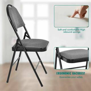 Costway Black Metal Folding folding chairs (Set of 6 Chairs) HW54166