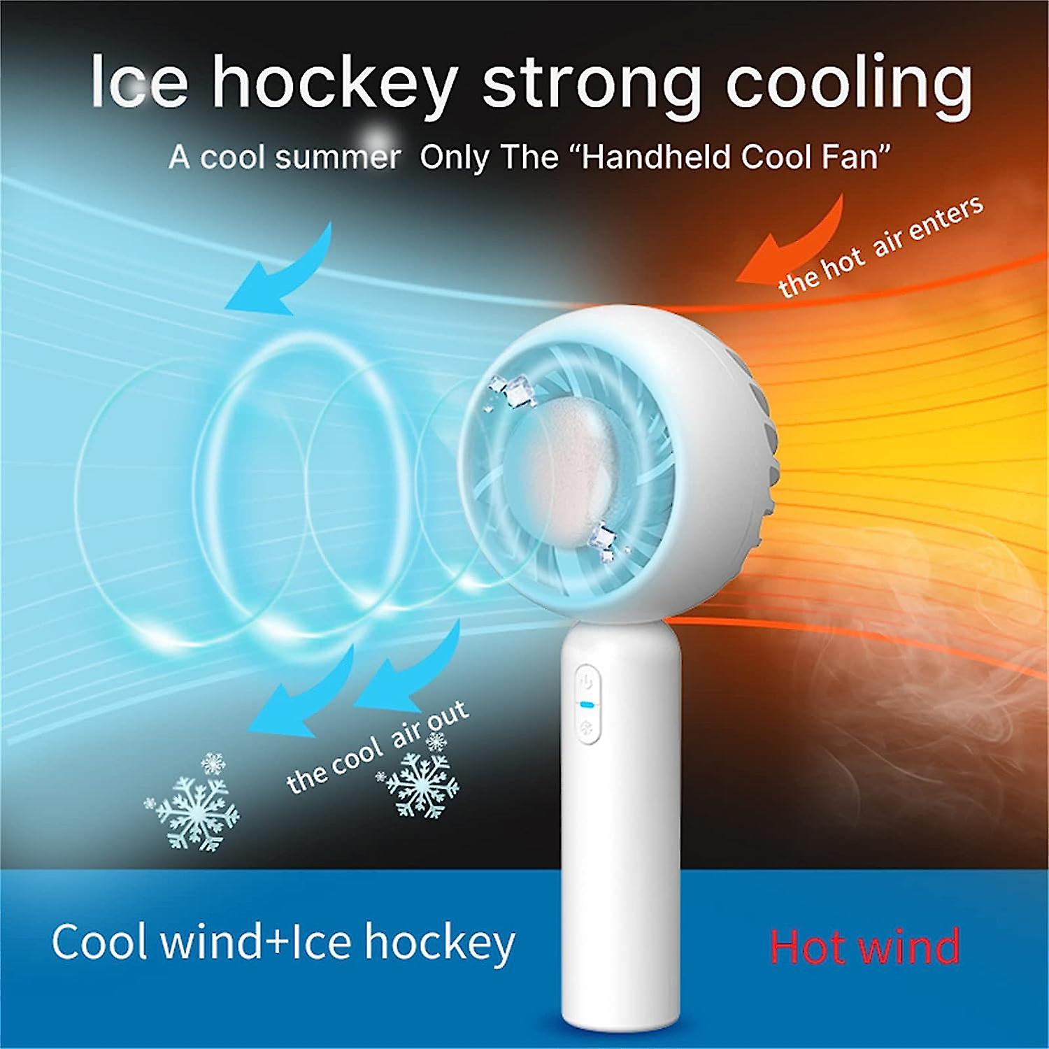 Handheld Cool Fan， [ice Hockey Cooling] Mini Portable Hand Fan，summer Usb Rechargeable Personal Fan， Small Fan With 3 Speeds And For Travel/commute/ma