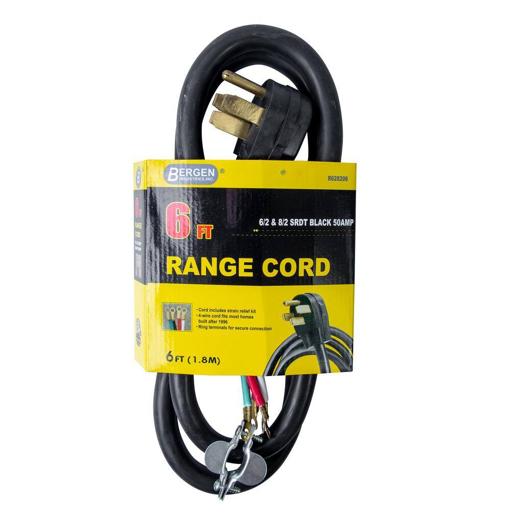 Bergen Industries 6 ft. 4-Wire Oven Range Replacement Power Cord Black R628206