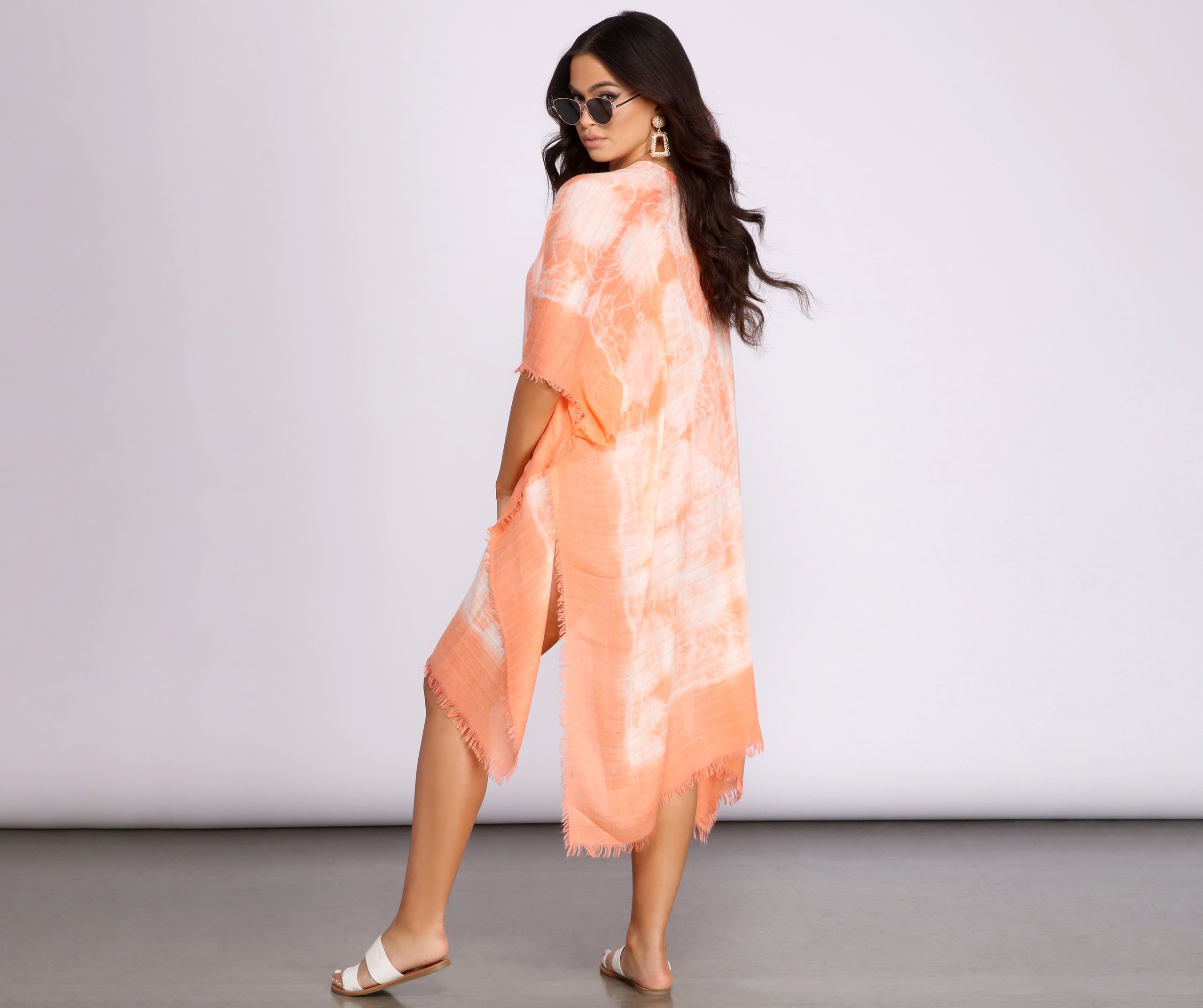 Color Splash Tie Dye Tie Front Kimono